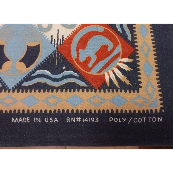 Vntg USA MADE Aztec Bandana COTTON Southwestern West Handkerchief Arizona Native - Picture 13 of 13